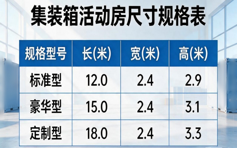 这就是你关心的集装箱活动房尺寸规格表全部数据